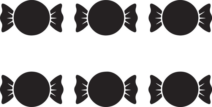 Six black candy arranged in a grid pattern