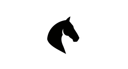 Horse head silhouette represents a minimalist equine profile icon on a plain white background.