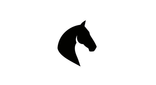 Horse head silhouette represents a minimalist equine profile icon on a plain white background.