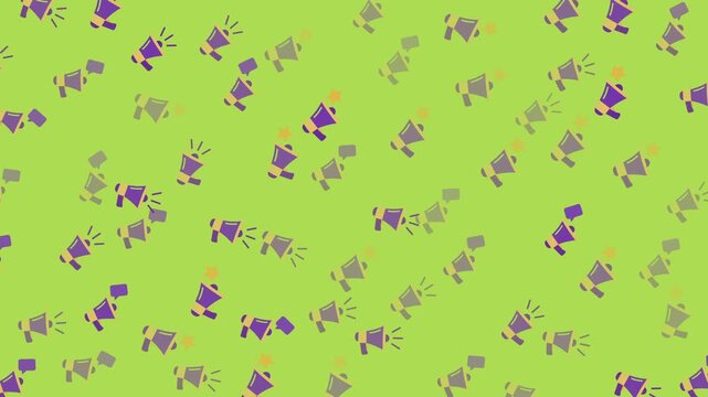 Lime Green Business Megaphone Marketing Pattern, Looping Motion Background 4K Video