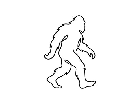 Mythical creature silhouette walking isolated on white background