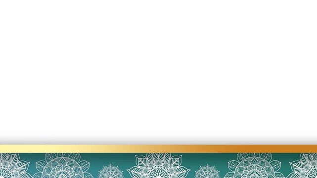 Islamic Lower Third Banner with Teal Mandala Pattern and Gold Line Overlay.