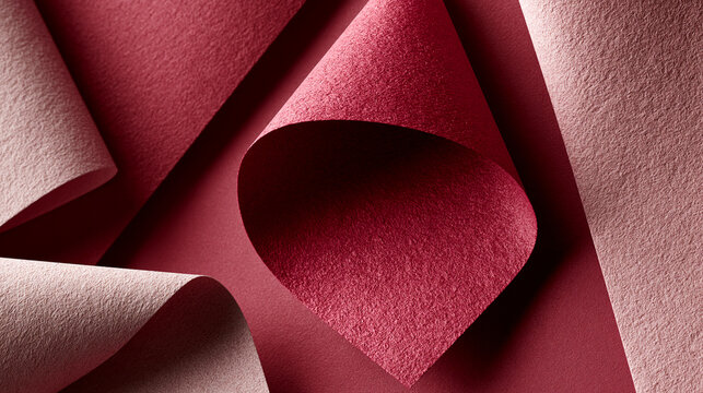 Red paper paper curl gradient background abstract texture pink burgundy layered curved sheet shadow red paper curl over pink burgundy layered