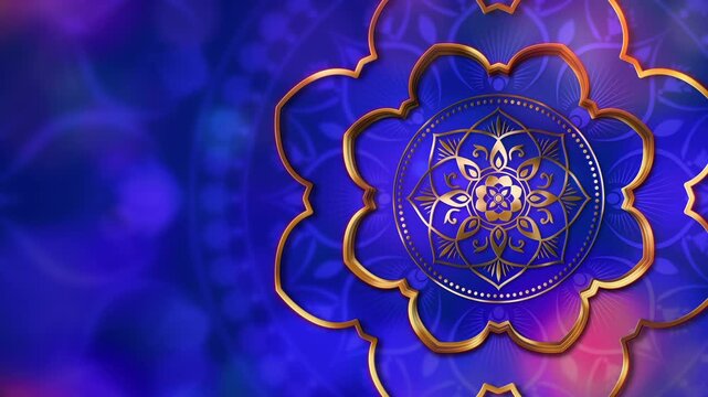 Diwali festival background with ornate Indian mandala, golden decorative elements, vibrant purple and gold luxury backdrop, festive celebration design with copy space for greeting cards, banners