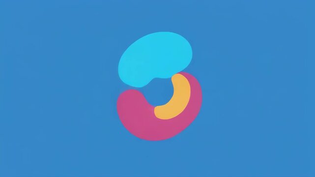 Abstract colorful shapes smoothly animating in clean blue background with black horizontal dividers