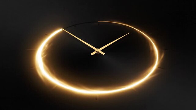 Abstract clock face glowing energy arc dark background