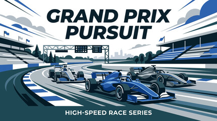 Obraz premium Grand Prix Pursuit High Speed Auto Racing Championship