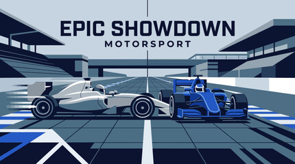 Obraz premium Formula One Racing Cars Competing In Intense Motorsport Showdown On Track