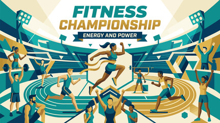 Obraz premium Fitness Championship Energy And Power Sport Competition Event Banner