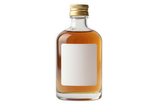 Small bottle of liquor on transparent background.