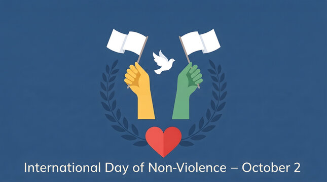 International Day of Non Violence Social Media Banner with Peace Symbol