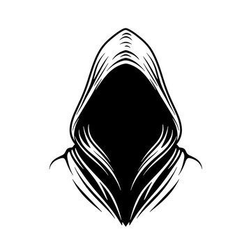 Minimalist hooded figure icon isolated on transparent background