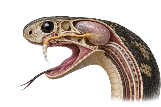 Cobra head cross section with venom anatomy