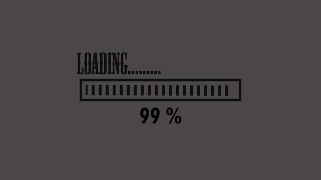Retro-style pixelated black video game loading screen. Gray background. Retro arcade-style progress bar interface. 4K resolution.