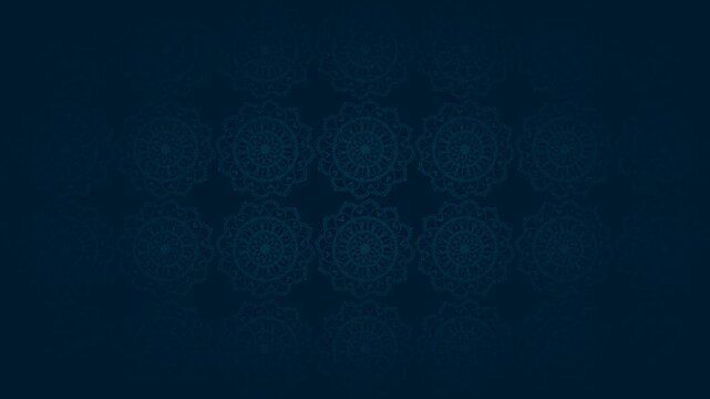 Dark Blue Islamic Geometric Pixel Art Background Motion Graphic Loop.