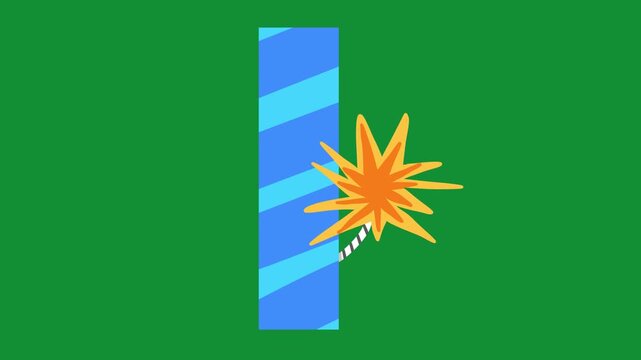 2D Hand Drawn Dynamite Firecracker Animation Green Screen Overlay