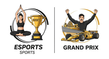 Obraz premium Esports Yoga Meditation And Grand Prix Racing Sports Victory Celebration