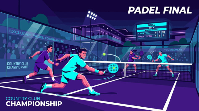 Exciting Padel Match Final Championship Game With Audience Support