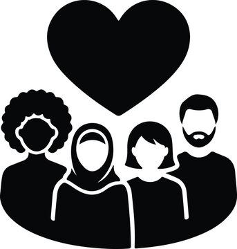 Diverse Community Love Inclusion Care Vector Icon For Charity Logo