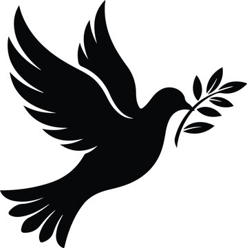 Flying Dove Olive Branch Peace Bird Vector Icon For Charity Logo