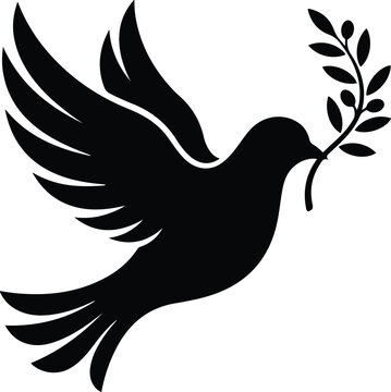 Peace Dove Olive Branch Freedom Flying Bird Vector Icon For Charity Logo