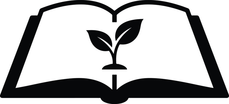 Book Sprout Plant Knowledge Education Vector Icon For Literacy Logo