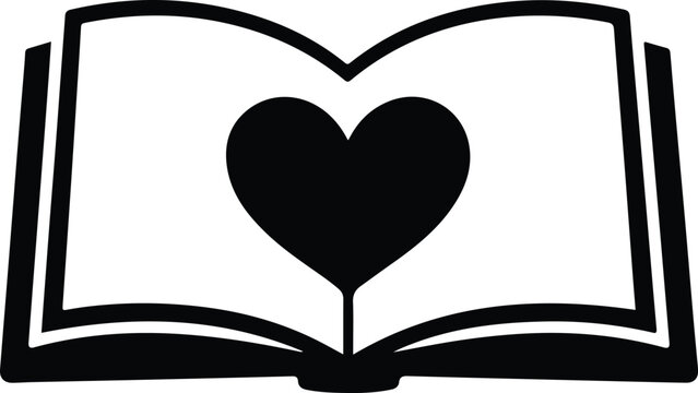 Open Book Heart Reading Education Vector Icon For Literacy Logo