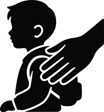 Child Protection Guiding Hand Care Vector Icon For Welfare Logo