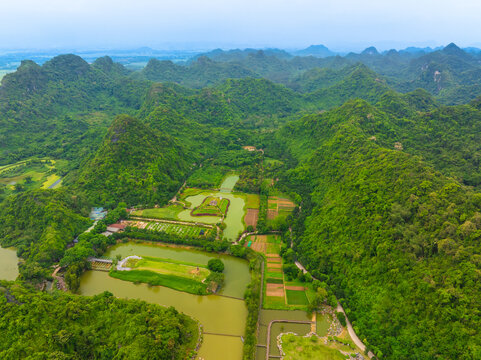 Aerial view of Thung Nham Bird Park, a natural paradise that captivates visitors worldwide in Ninh Binh province, Vietnam