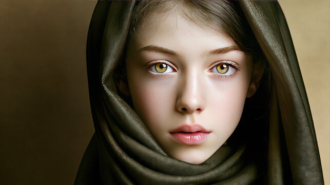 Woman in Headscarf with Introspective Expression