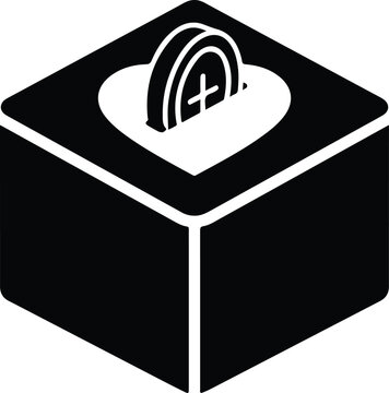 Donation Box Heart Slot Coin Charity Vector Icon For Non-Profit Logo