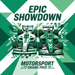 Obraz premium Epic Motorsport Grand Prix Showdown On A Futuristic Track