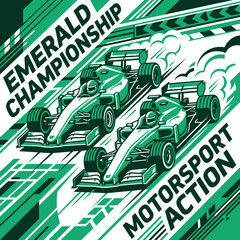 Obraz premium Emerald Championship Motorsport Action Racing Cars Speed Dynamics