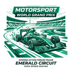 Obraz premium Emerald Circuit Motorsport World Grand Prix High-Speed Racing Action