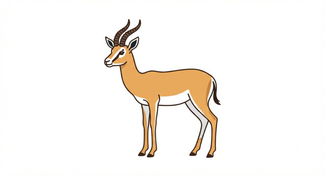 Cute Gazelle Vector Illustration Isolated on White Background