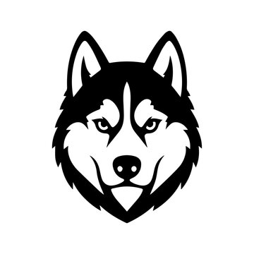 Fierce Siberian Husky Head Mascot Vector - Wolf Dog Silhouette Logo Design