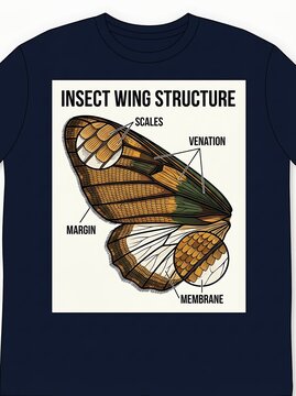 Anatomical diagram showing the parts of an insect wing structure