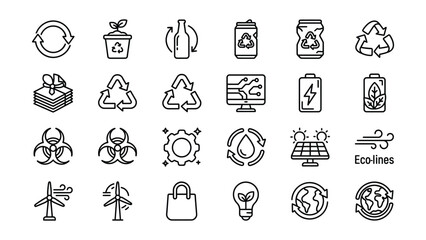 Fototapeta premium Eco friendly icons for sustainable living and environmental conservation concepts