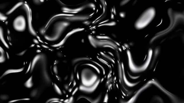 Abstract liquid chrome waves moving on black background

