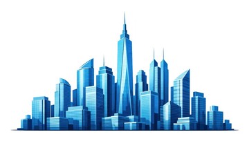 Fototapeta premium Futuristic blue city skyline illustration.