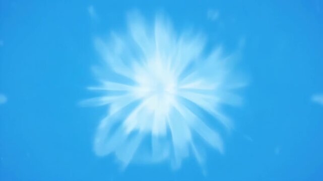 Abstract Floral Pattern Growing Expanding with Subtle Light Changes on Blue Background