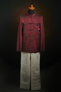Chinese traditional clothes, changshan or generally known as male cheongsam on display mannequin