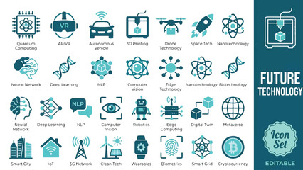 Fototapeta premium Future technology icon set vector illustration