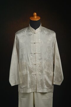 Chinese traditional clothes, changshan or generally known as male cheongsam on display mannequin