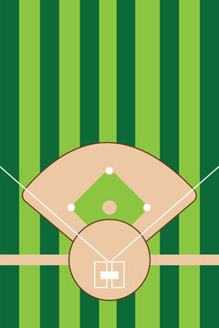 Top View Baseball Court Field Illustration with Green Sports Background