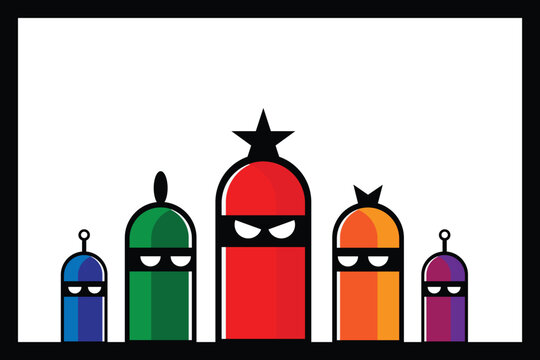 Cute Capsule Character Family Illustration with Colorful Cartoon Style