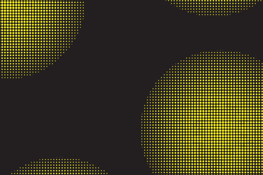 Dark Halftone Abstract Background with Soft Yellow Gradient Circles