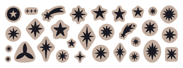 Celestial Shapes And Stars A Vector Illustration With Beige And Black Tones © MOHAMMAD