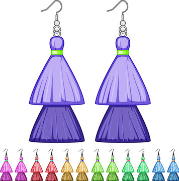 jewelry tassel earrings cartoon. accessories style, trend handmade, chic elegant jewelry tassel earrings sign colorful illustration