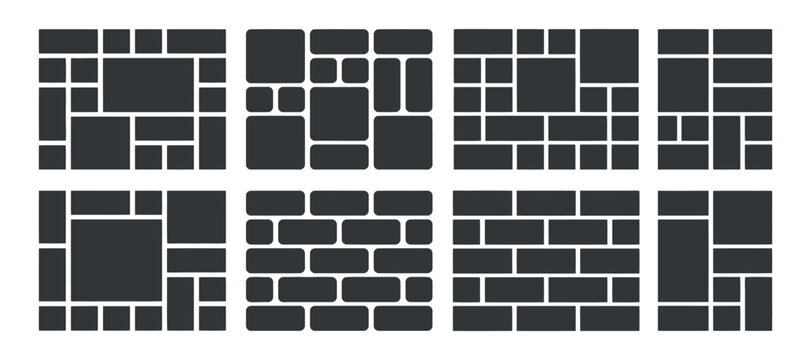 Rectangular block arrangements flat vector illustration on a plain surface